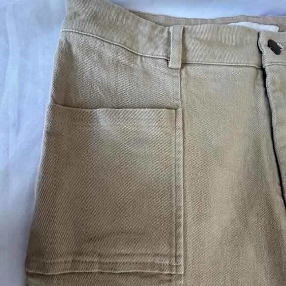 HYFVE Size Large tan slight bell bottom pants stretch see slit on bottoms decor - Picture 6 of 14